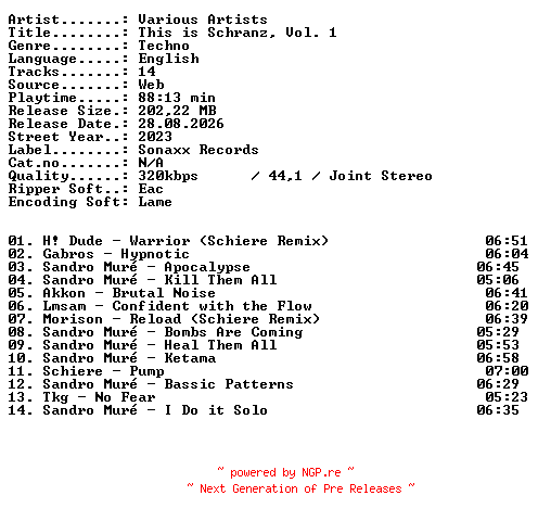 NFO for the release VA-This_is_Schranz_Vol_1-WEB-2023-XTC_iNT by XTC_iNT
