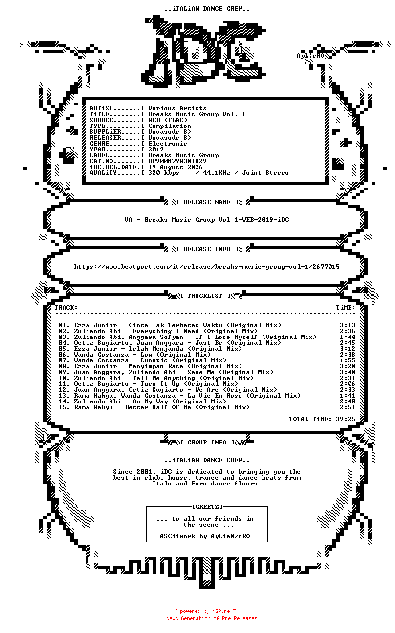 NFO for the release VA_-_Breaks_Music_Group_Vol_1-WEB-2019-iDC by iDC