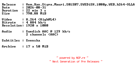 NFO for the release Vem.Kan.Styra.Mauri.S01E07.SWEDiSH.1080p.WEB.h264-OLLA by OLLA