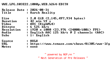 NFO for the release WWE.LFG.S03E22.1080p.WEB.h264-EDITH by EDITH
