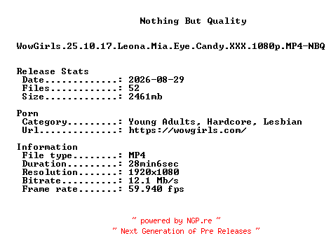 NFO for the release WowGirls.25.10.17.Leona.Mia.Eye.Candy.XXX.1080p.MP4-NBQ by NBQ
