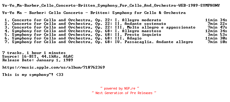 NFO for the release Yo-Yo_Ma-Barber_Cello_Concerto-Britten_Symphony_For_Cello_And_Orchestra-WEB-1989-SYMPHONY by SYMPHONY