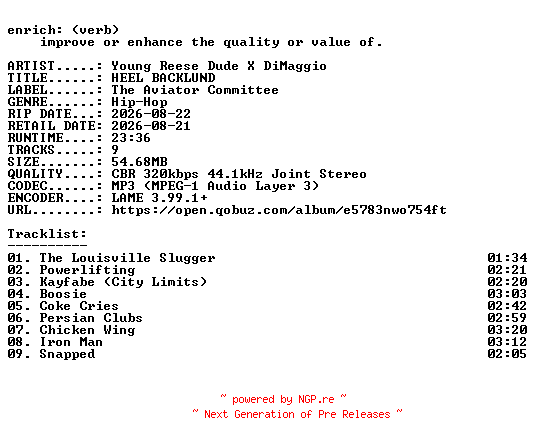 NFO for the release Young_Reese_Dude_X_DiMaggio-HEEL_BACKLUND-WEB-2026-ENRiCH by ENRiCH