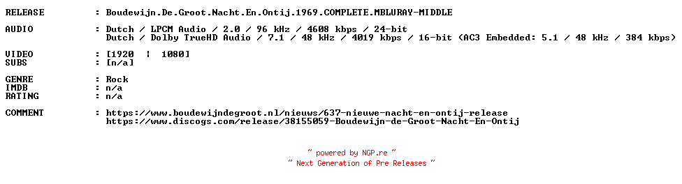 NFO for the release Boudewijn.De.Groot.Nacht.En.Ontij.1969.COMPLETE.MBLURAY-MIDDLE by MIDDLE