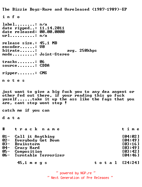 NFO for the release the_bizzie_boyz-rare_and_unreleased_(1987-1989)-ep-vinyl-2011 by 2011