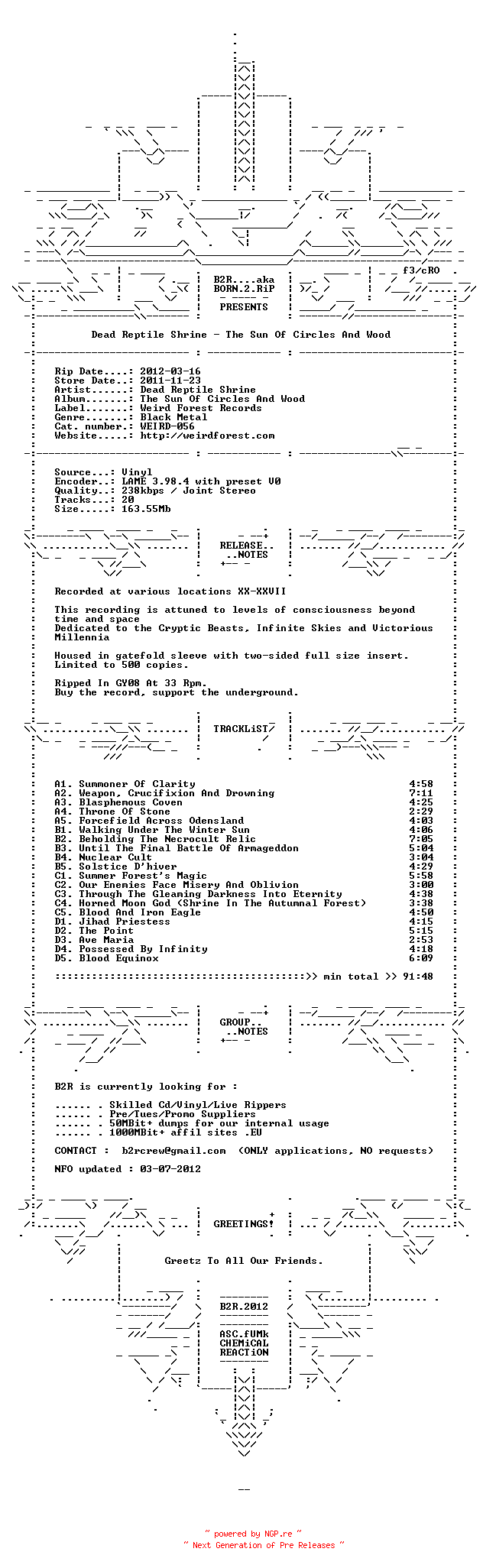 NFO for the release dead_reptile_shrine-the_sun_of_circles_and_wood-vinyl-2011 by 2011