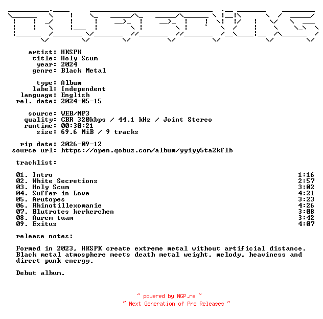 NFO for the release HKSPK-Holy_Scum-WEB-2024-BLEEDiNG by BLEEDiNG