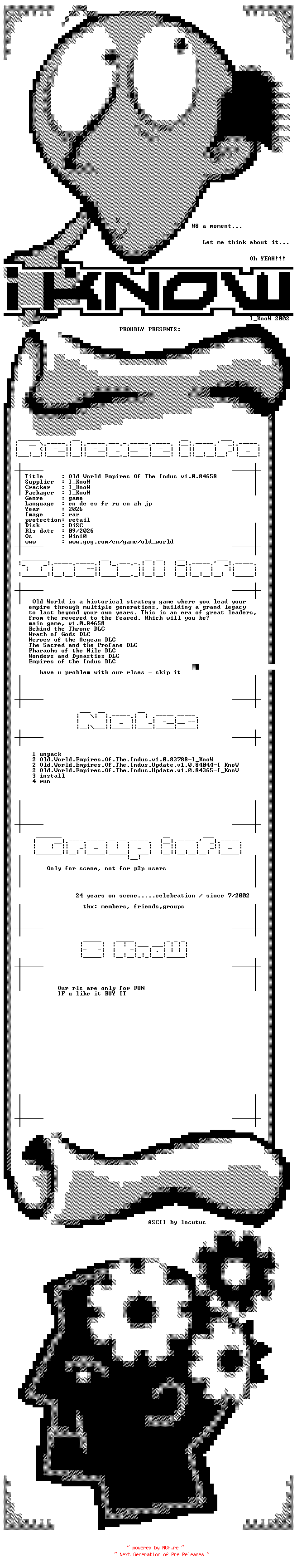 NFO for the release Old.World.Empires.Of.The.Indus.Update.v1.0.84658-I_KnoW by I_KnoW
