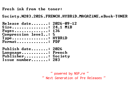 NFO for the release Society.N283.2026.FRENCH.HYBRiD.MAGAZiNE.eBook-TONER by TONER
