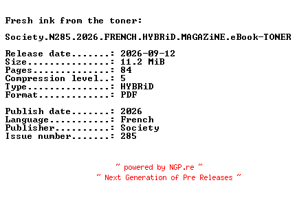 NFO for the release Society.N285.2026.FRENCH.HYBRiD.MAGAZiNE.eBook-TONER by TONER
