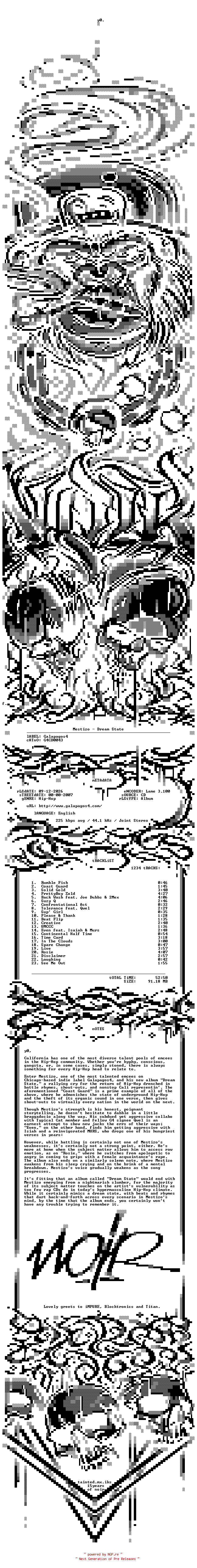 NFO for the release Mestizo-Dream_State-2007-NOiR_INT by NOiR_INT