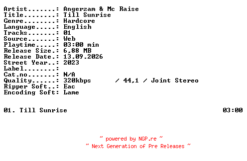 NFO for the release Angerzam_and_Mc_Raise-Till_Sunrise-SINGLE-WEB-2023-XTC_iNT by XTC_iNT