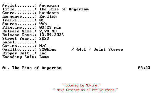 NFO for the release Angerzam-The_Rise_of_Angerzam-SINGLE-WEB-2023-XTC_iNT by XTC_iNT