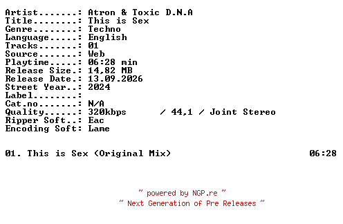 NFO for the release Atron_and_Toxic_DNA-This_is_Sex-SINGLE-WEB-2024-XTC_iNT by XTC_iNT