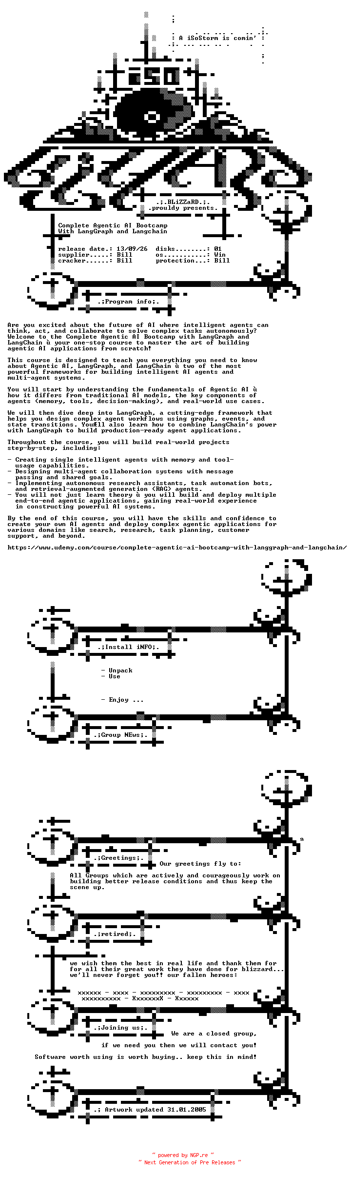 NFO for the release Udemy.Complete.Agentic.AI.Bootcamp.With.LangGraph.and.Langchain.BOOKWARE-BLZiSO by BLZiSO