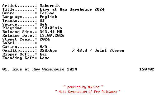 NFO for the release Makornik-Live_at_RAW_Warehouse_2024-WEB-2024-XTC_iNT by XTC_iNT