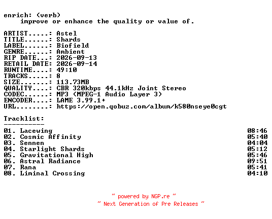 NFO for the release Astel-Shards-WEB-2026-ENRiCH by ENRiCH