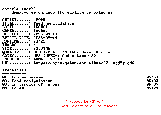 NFO for the release UFO95-Feed_manipulation-EP-WEB-2026-ENRiCH by ENRiCH