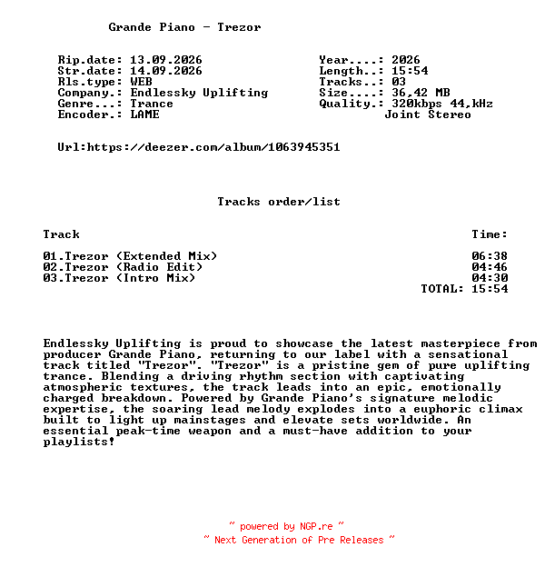 NFO for the release Grande_Piano_-_Trezor-(END190)-WEB-2026-FMC by FMC