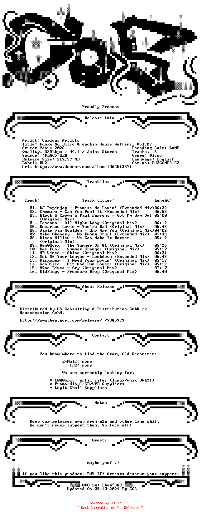 NFO for the release VA-Funky_Nu_Disco_And_Jackin_House_Anthems_Vol.09-(RH2COMP3152)-WEB-2026-COS_INT by COS_INT