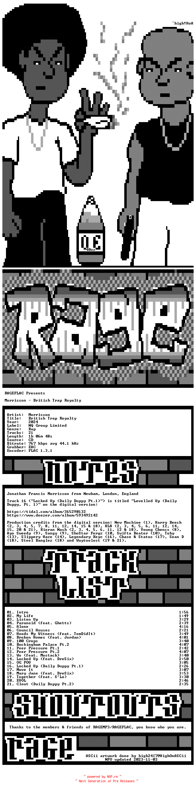 NFO for the release Morrisson-British_Trap_Royalty-CD-FLAC-2024-RAGEFLAC by RAGEFLAC