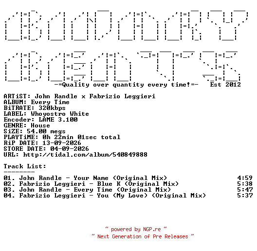 NFO for the release John_Randle_x_Fabrizio_Leggieri-Every_Time-(WHW340)-WEB-2026-BB by BB