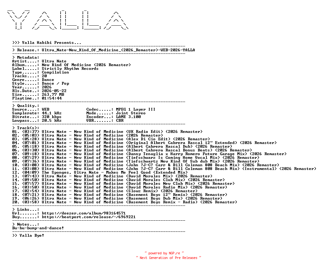 NFO for the release Ultra_Nate-New_Kind_Of_Medicine_(2026_Remaster)-WEB-2026-YALLA by YALLA