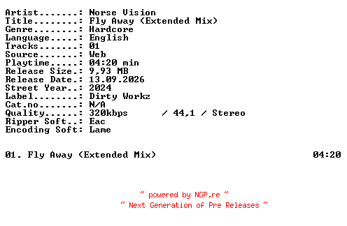 NFO for the release Norse_Vision-Fly_Away_(Extended_Mix)-SINGLE-WEB-2024-XTC_iNT by XTC_iNT