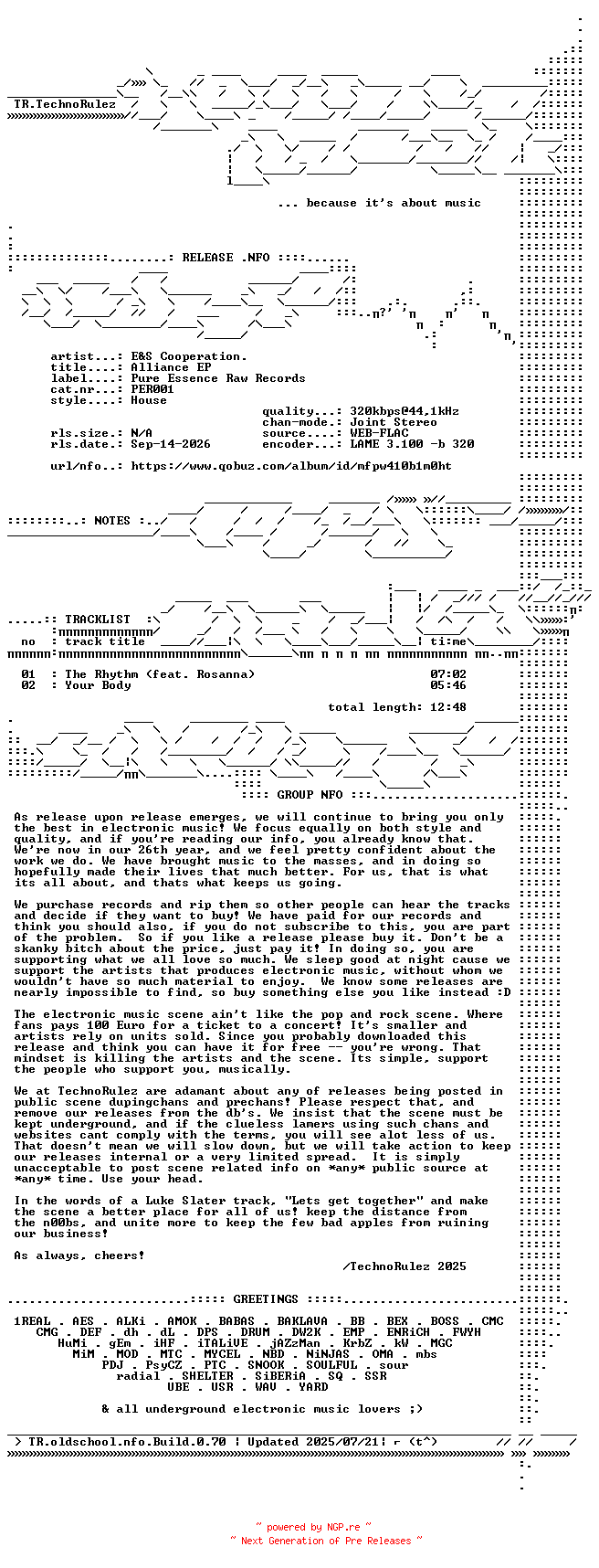 NFO for the release EandS_Cooperation.-Alliance_EP-(PER001)-WEB-2026-TR by TR