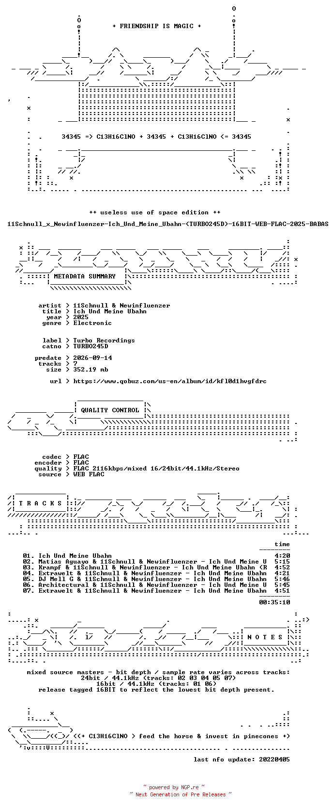 NFO for the release 11Schnull_x_Newinfluenzer-Ich_Und_Meine_Ubahn-(TURBO245D)-16BIT-WEB-FLAC-2025-BABAS by BABAS