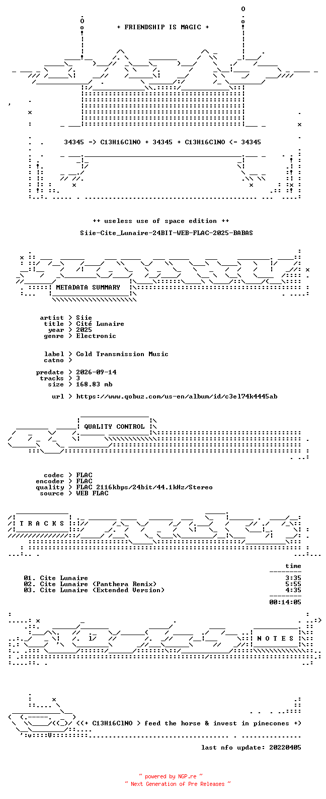 NFO for the release Siie-Cite_Lunaire-24BIT-WEB-FLAC-2025-BABAS by BABAS