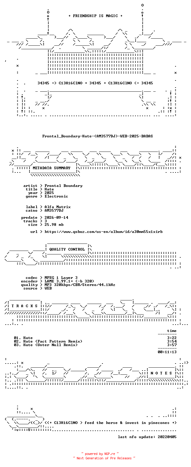 NFO for the release Frontal_Boundary-Hate-(AM3577DJ)-WEB-2025-BABAS by BABAS