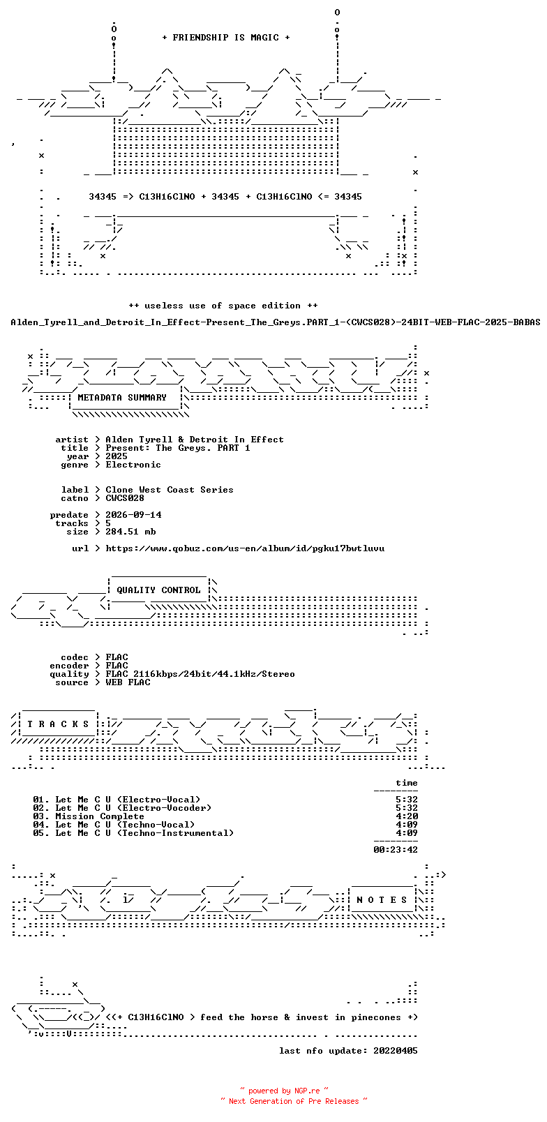 NFO for the release Alden_Tyrell_and_Detroit_In_Effect-Present_The_Greys.PART_1-(CWCS028)-24BIT-WEB-FLAC-2025-BABAS by BABAS