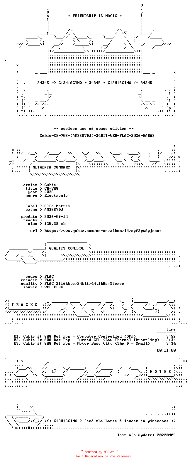 NFO for the release Cubic-CB-708-(AM3587DJ)-24BIT-WEB-FLAC-2026-BABAS by BABAS