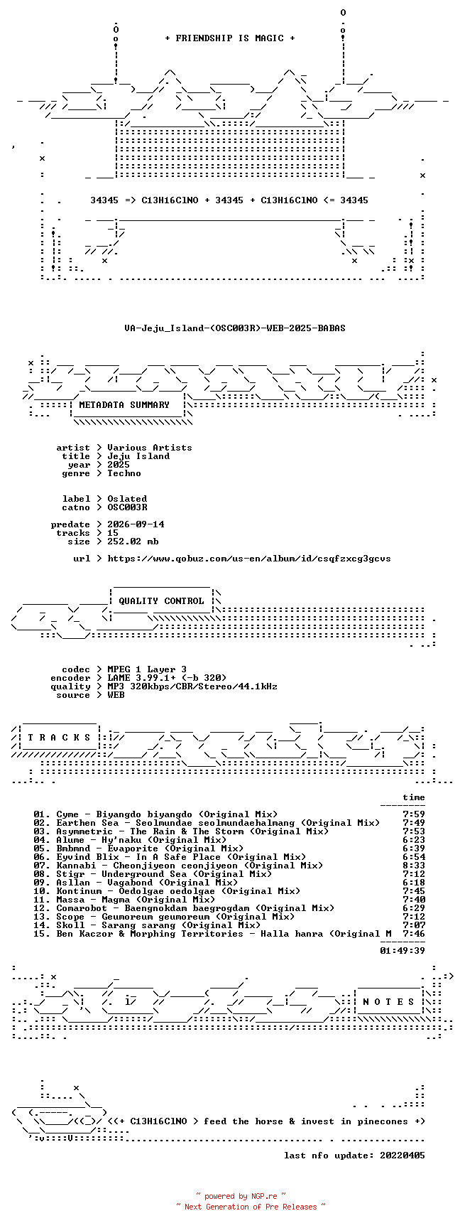 NFO for the release VA-Jeju_Island-(OSC003R)-WEB-2025-BABAS by BABAS