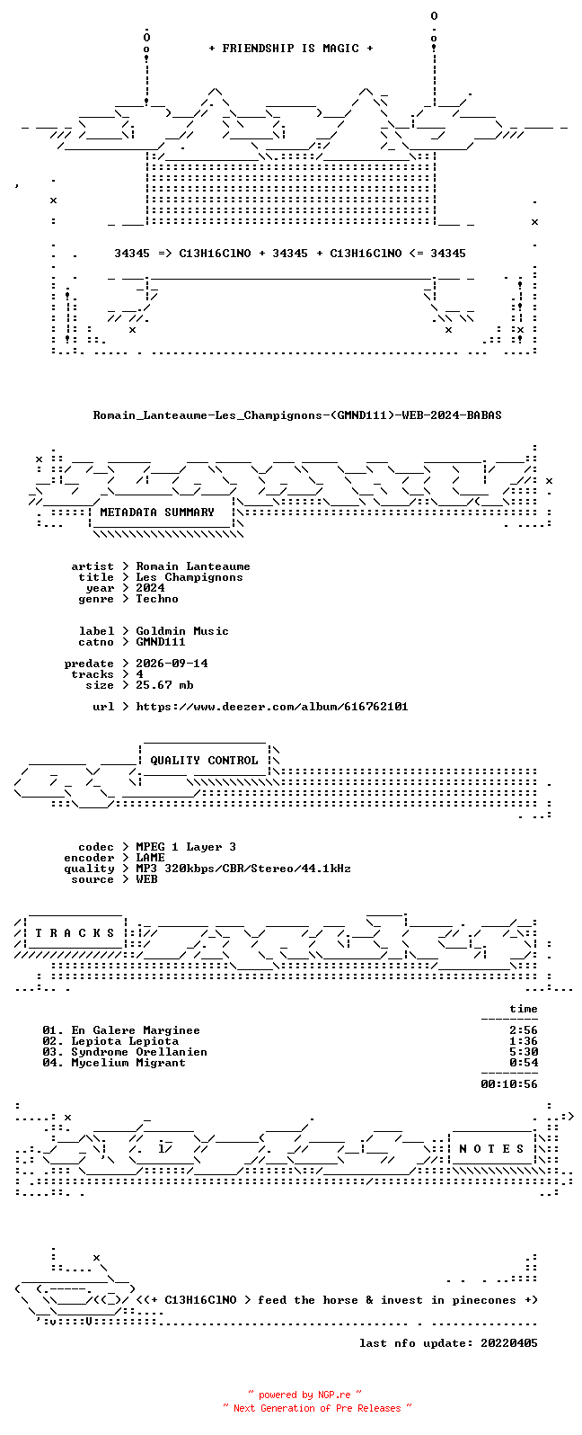 NFO for the release Romain_Lanteaume-Les_Champignons-(GMND111)-WEB-2024-BABAS by BABAS