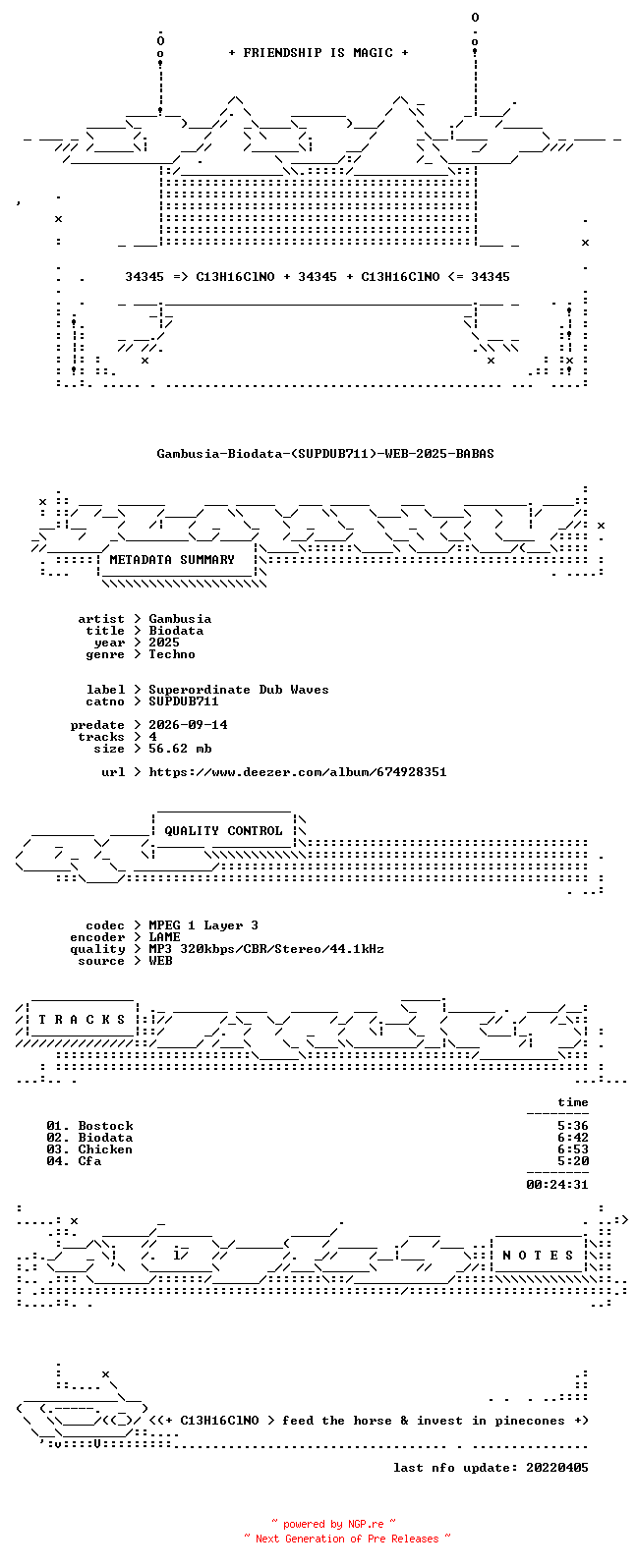 NFO for the release Gambusia-Biodata-(SUPDUB711)-WEB-2025-BABAS by BABAS