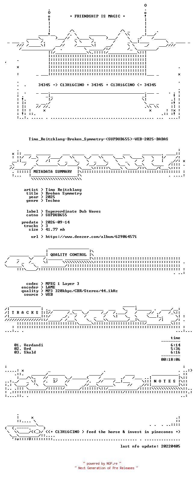 NFO for the release Timo_Reitzklang-Broken_Symmetry-(SUPDUB655)-WEB-2025-BABAS by BABAS