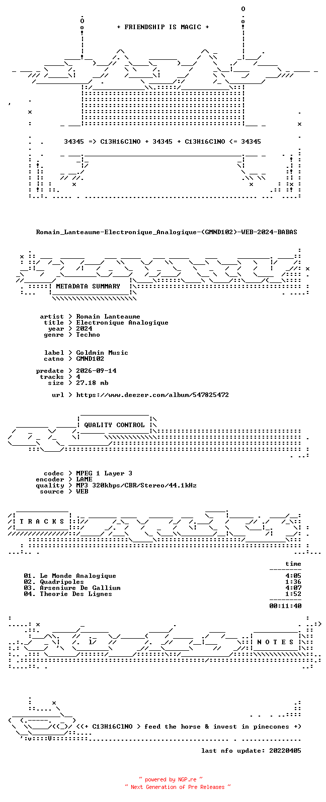 NFO for the release Romain_Lanteaume-Electronique_Analogique-(GMND102)-WEB-2024-BABAS by BABAS