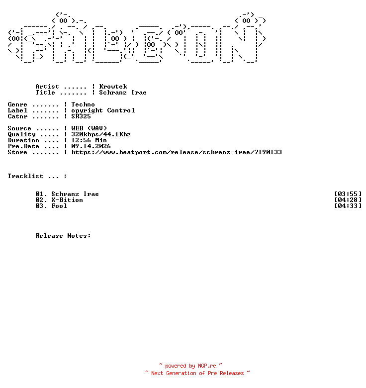 NFO for the release KROWTEK-Schranz_Irae-(SR325)-WEB-2026-FALCON by FALCON
