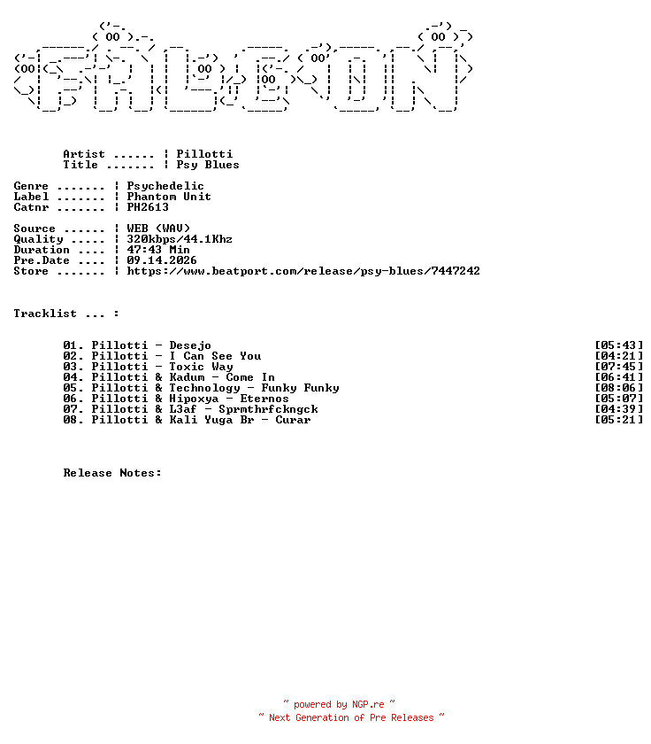 NFO for the release Pillotti-Psy_Blues-(PH2613)-WEB-2026-FALCON by FALCON