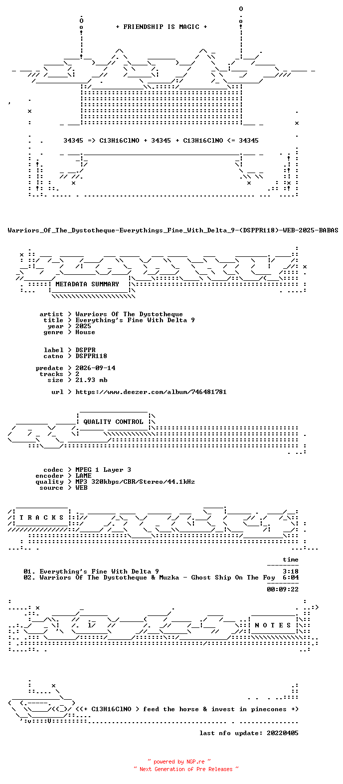 NFO for the release Warriors_Of_The_Dystotheque-Everythings_Fine_With_Delta_9-(DSPPR118)-WEB-2025-BABAS by BABAS