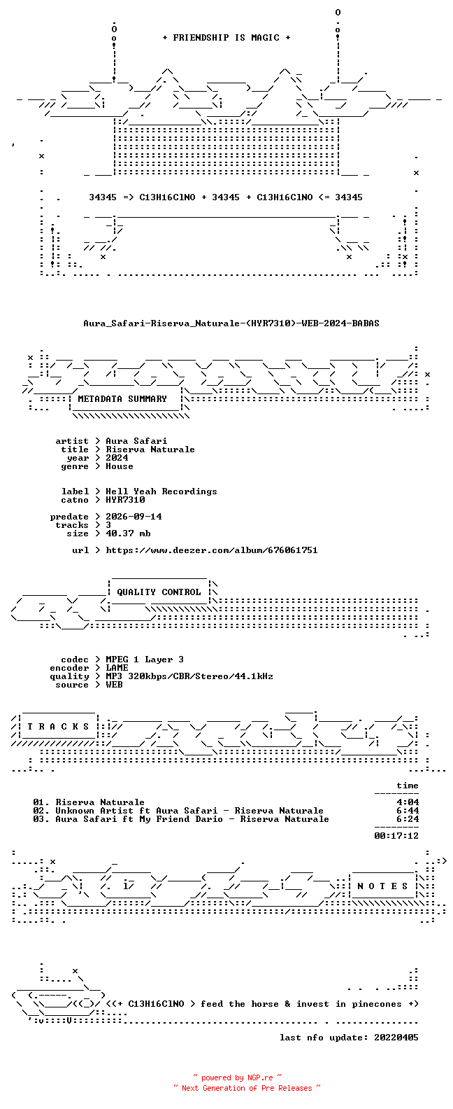 NFO for the release Aura_Safari-Riserva_Naturale-(HYR7310)-WEB-2024-BABAS by BABAS