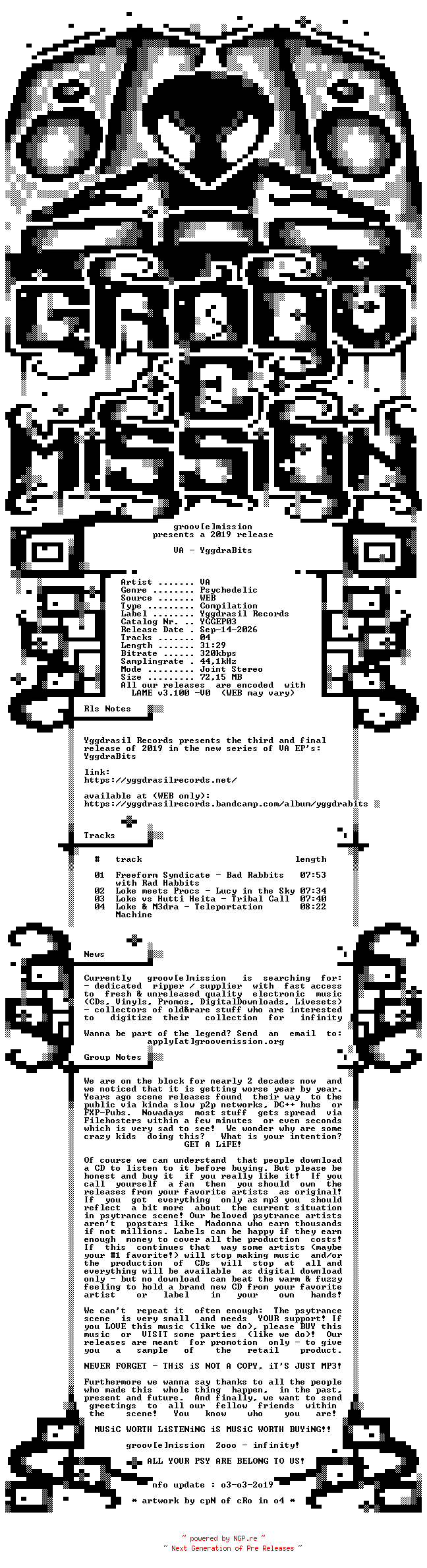 NFO for the release VA_-_YggdraBits-(YGGEP03)-WEB-2019-gEm by gEm