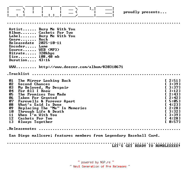 NFO for the release Bury_Me_With_You-Caskets_For_Two-(WEB)-2025-RUMBLE by RUMBLE