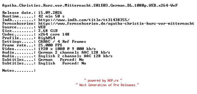 NFO for the release Agatha.Christies.Kurz.vor.Mitternacht.S01E03.German.DL.1080p.WEB.x264-WvF by WvF
