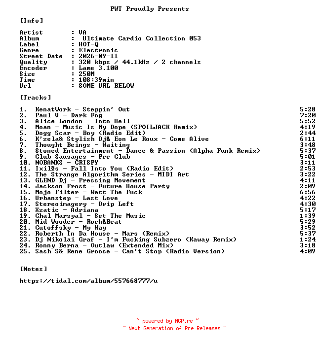 NFO for the release VA-Ultimate_Cardio_Collection_053-WEB-2026-PWT by PWT