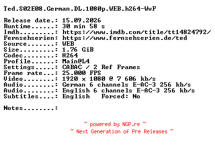 NFO for the release Ted.S02E08.German.DL.1080p.WEB.h264-WvF by WvF
