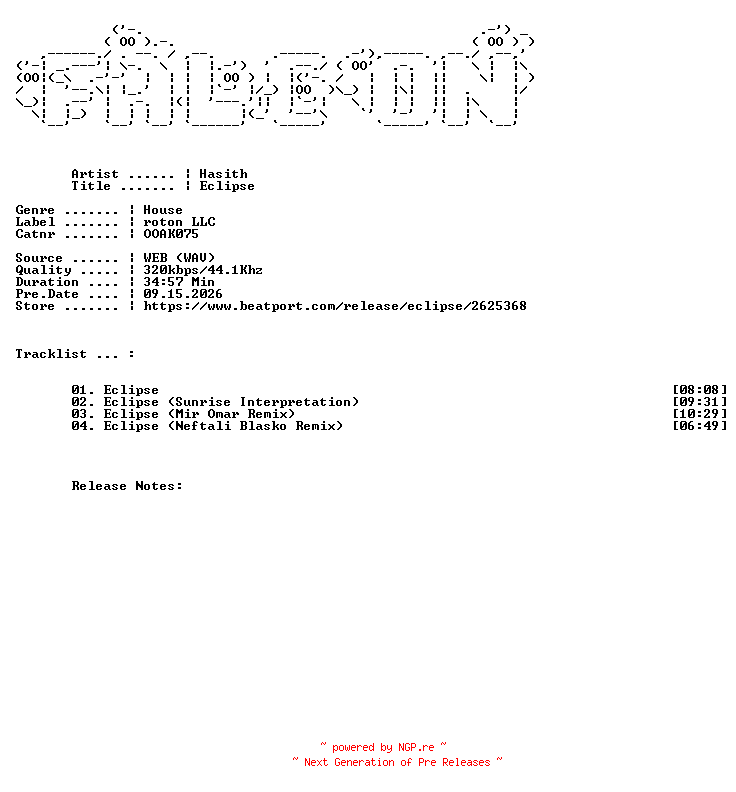 NFO for the release Hasith-Eclipse-(OOAK075)-WEB-2019-FALCON by FALCON