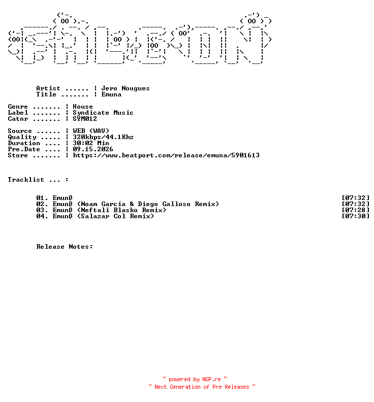 NFO for the release Jero_Nougues-Emuna-(SYM012)-WEB-2026-FALCON by FALCON